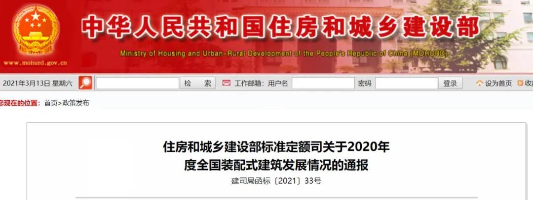 住房和城鄉(xiāng)建設(shè)部通報2020年度裝配式建筑發(fā)展情況
