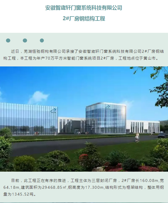 安徽智宬軒門窗系統(tǒng)科技有限公司2#廠房鋼結(jié)構(gòu)工程